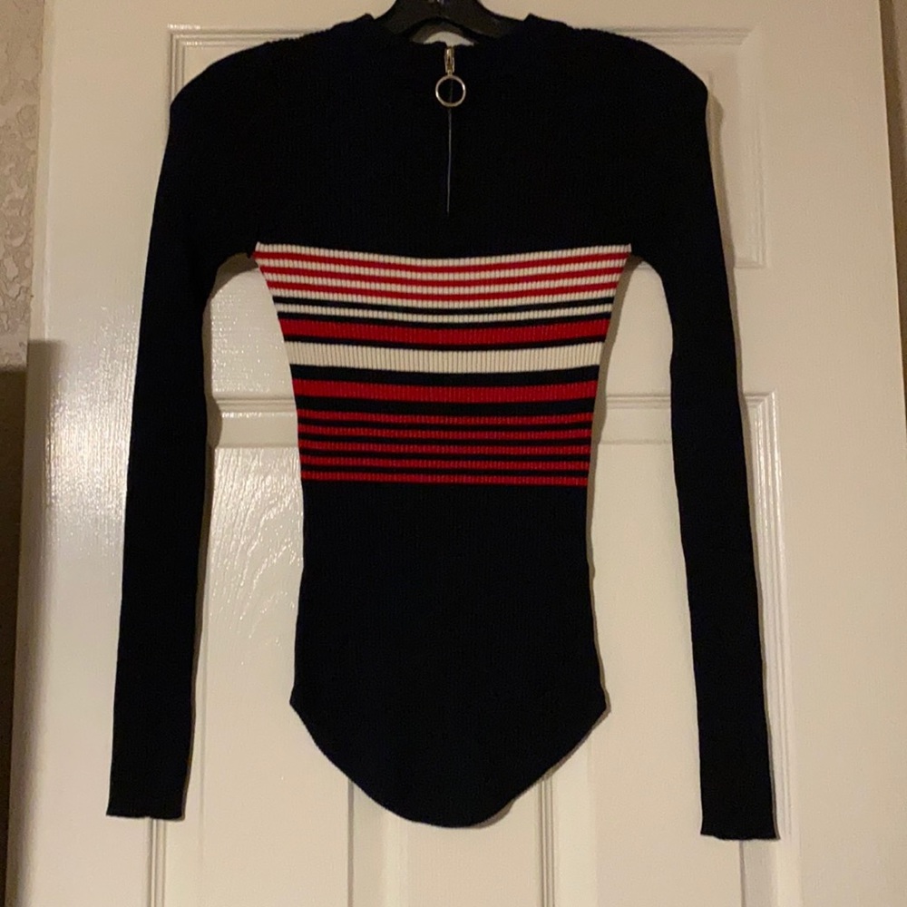 NWOT - Black/Red/White Striped Sweater - Sz S